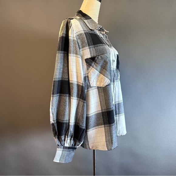 Sanctuary Women's New Generation Plaid Boyfriend Blouse Top - Picture 2 of 8